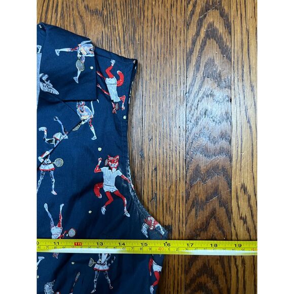 ModCloth Blue Fox Animal Pattern Summer Retro Sleeveless Dress Women's Size 2 - Picture 11 of 11